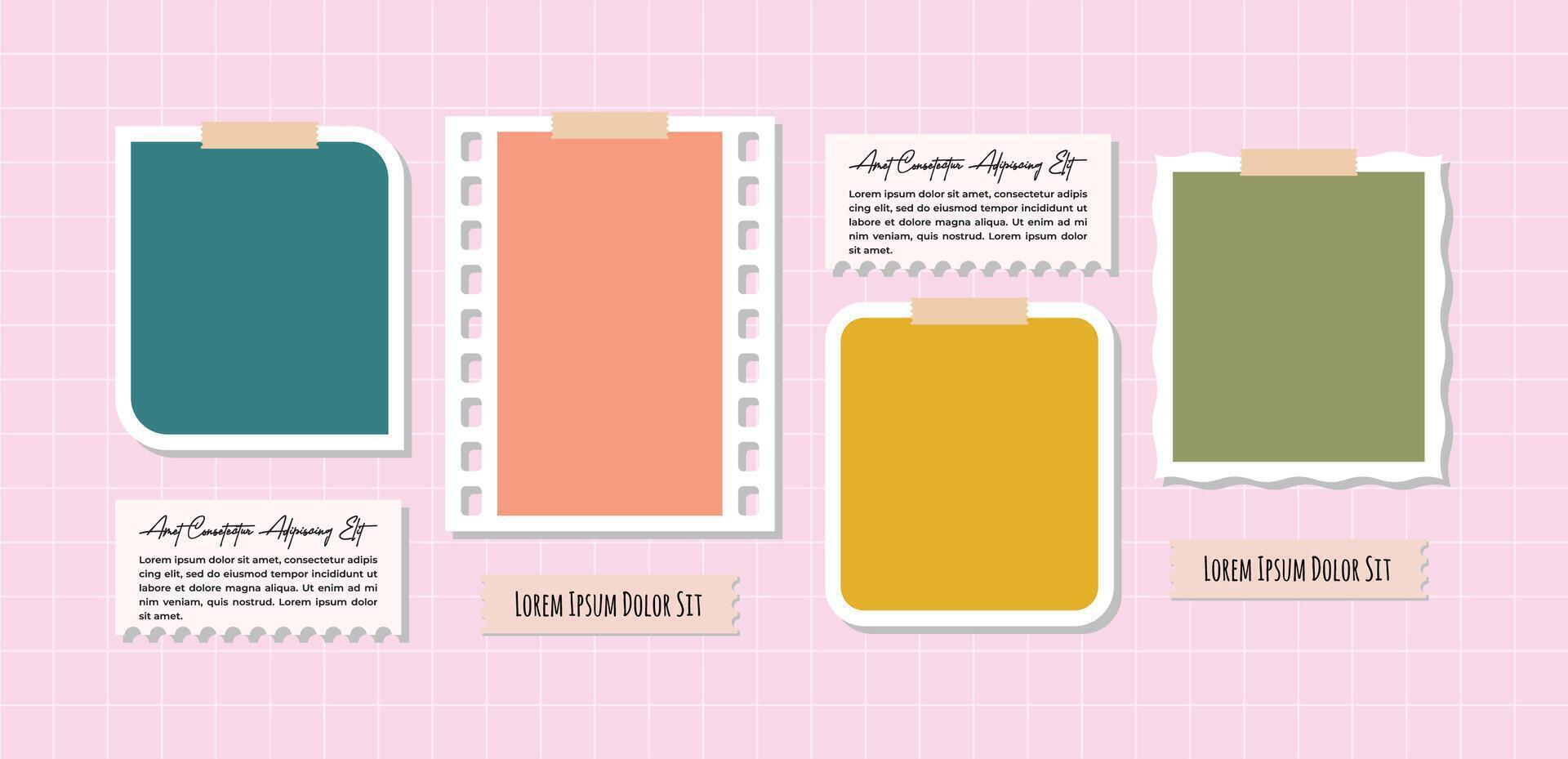 a Picture grid digital photo wall template vector