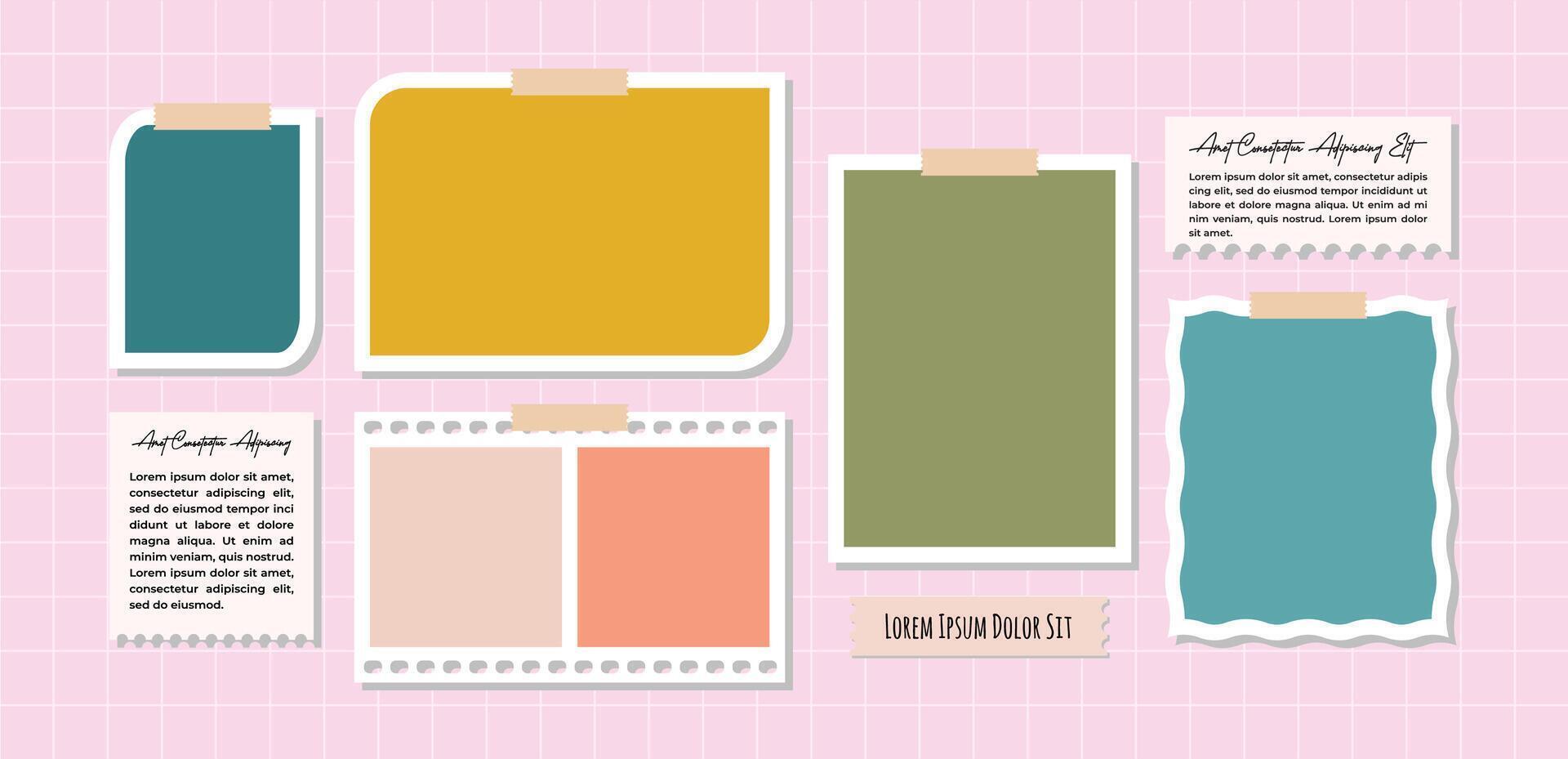 a Picture comics page grid layout abstract photo frames and digital photo wall template vector