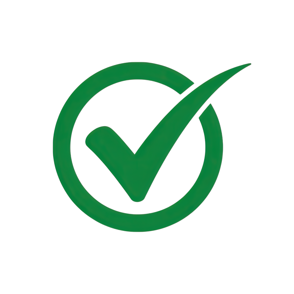 Shiny Green Check Mark Circle Shape Isolated on Transparent Background Design png