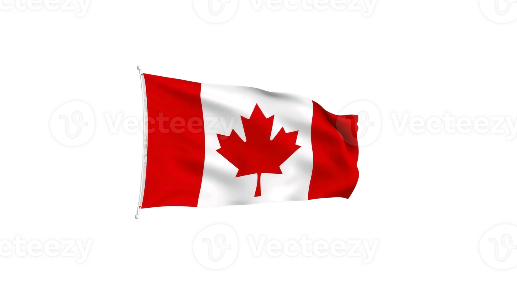 The flag of canada is flying in the wind on Transparent background png
