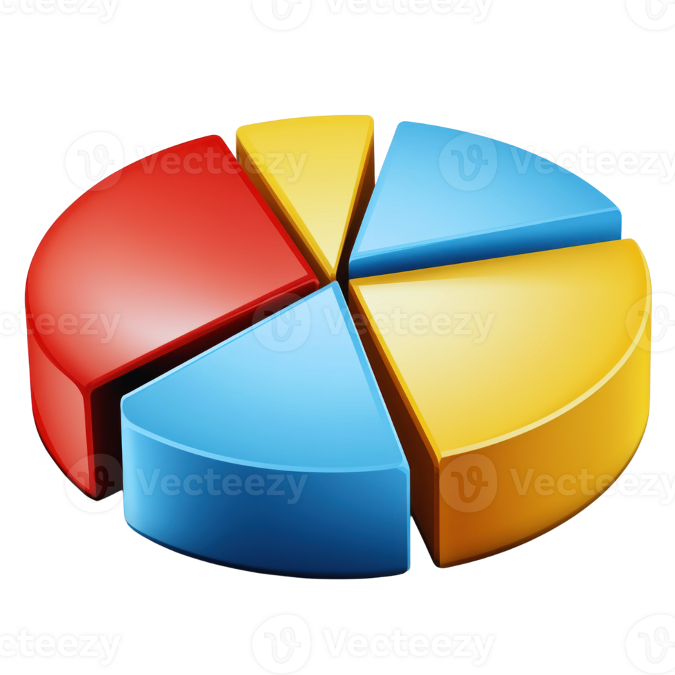 Colorful pie chart displaying data segments in red, blue, yellow, and orange for effective analysis and presentation png