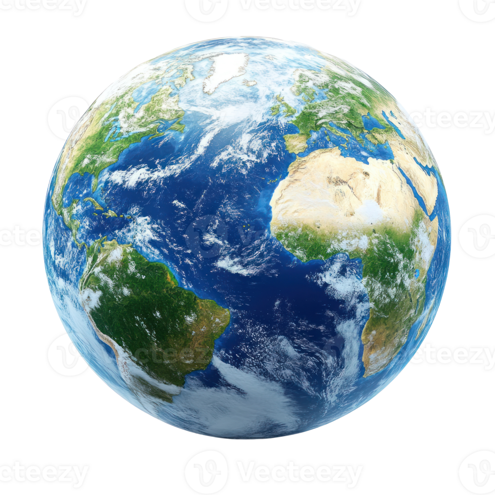 View of Earth in Space with Continent Details and Ocean Clarity png