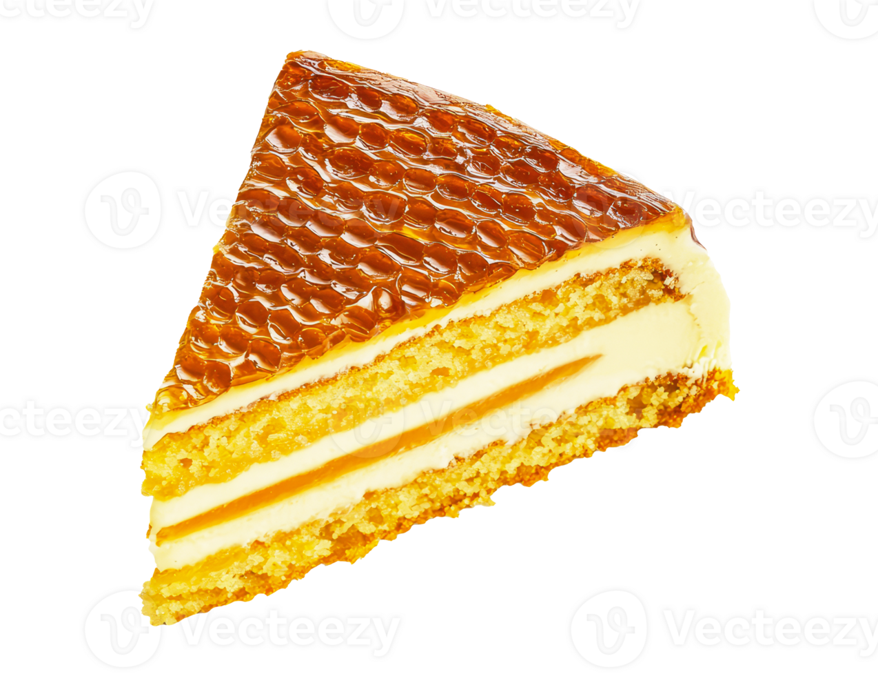 Piece of honey cake on transparent background image png