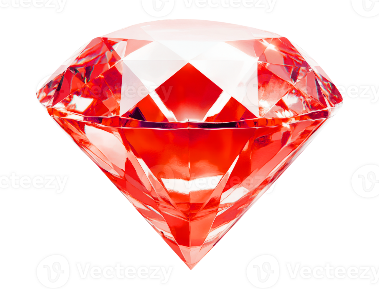 Red faceted stone on transparent background png