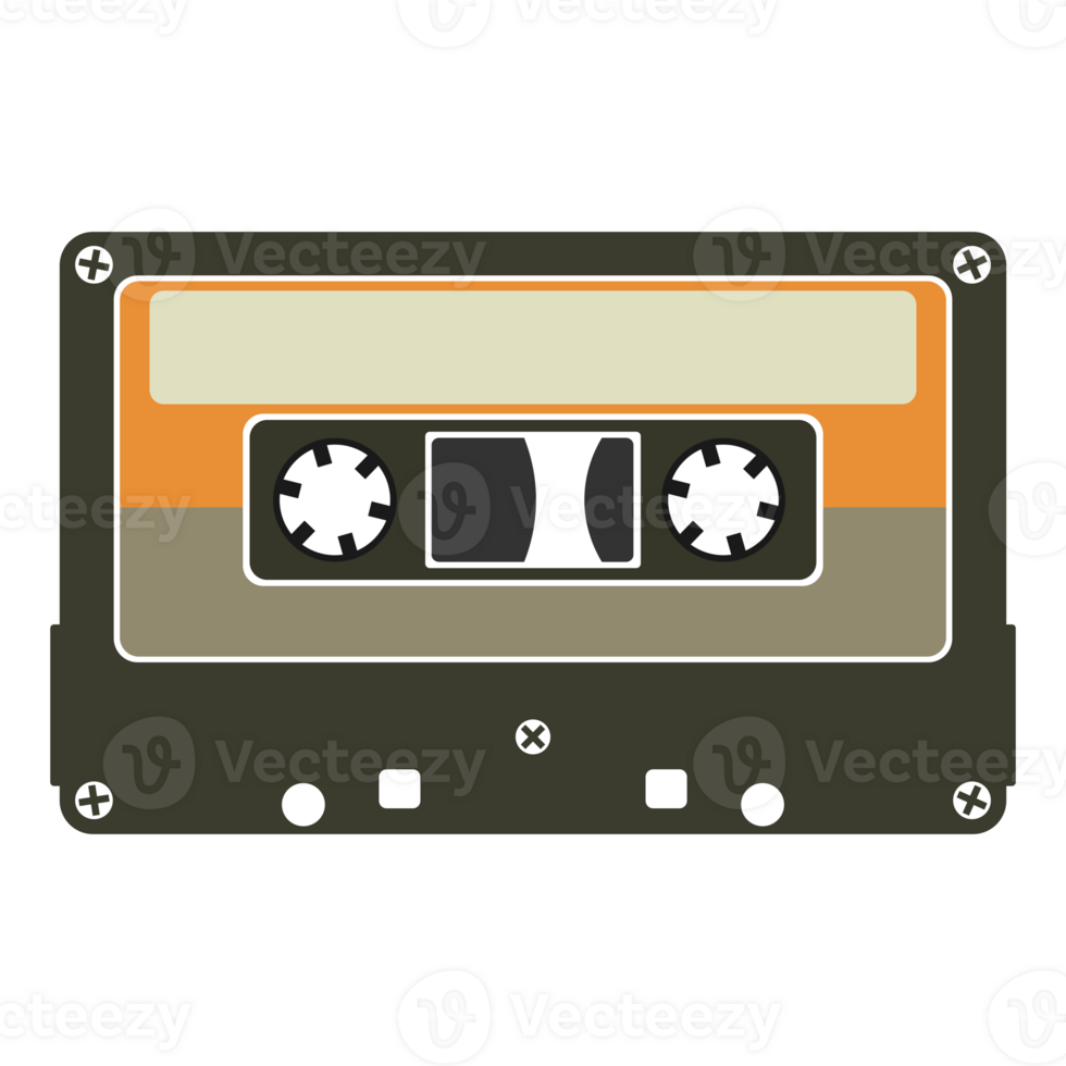 vintage cassette illustration sticker element with blank title png