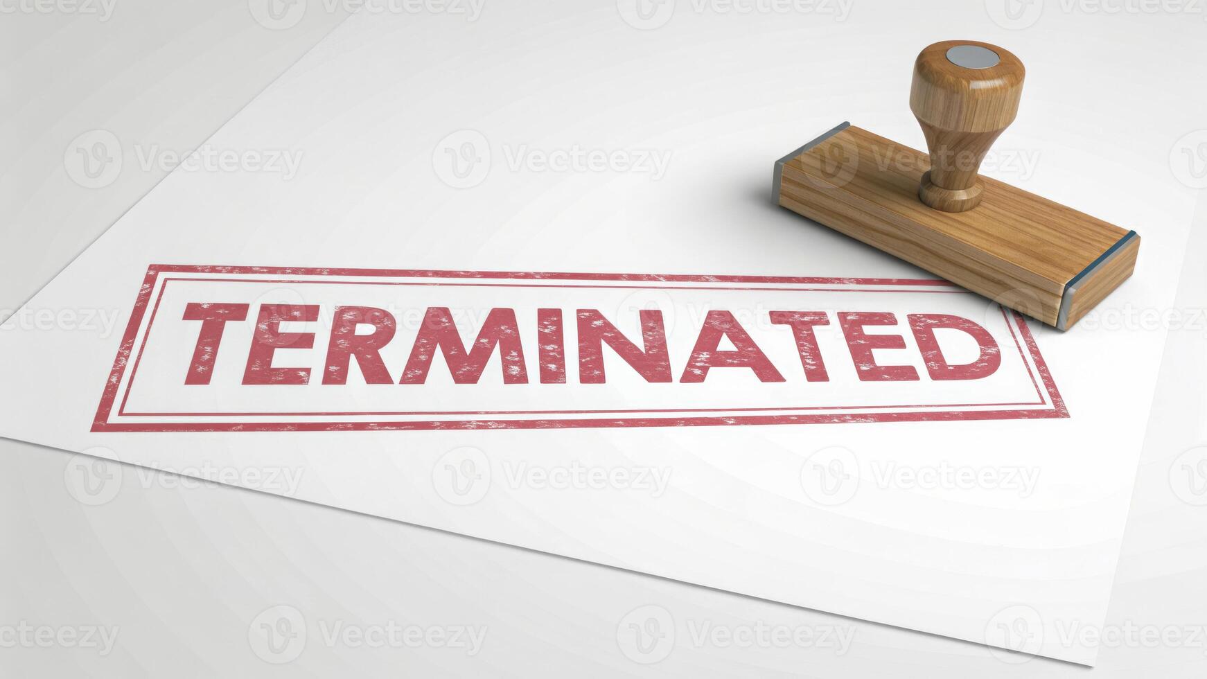 Economic crisis job loss,employment layoff concept. Terminated stamp paper job loss employment. worker unemployment,fired employee,corporate,recession,cut,termination,notice,downsizing,staff photo