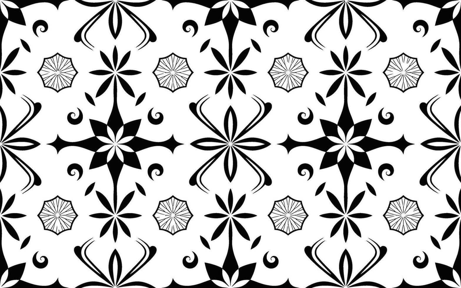 Black and White Geometric Floral Pattern Design vector