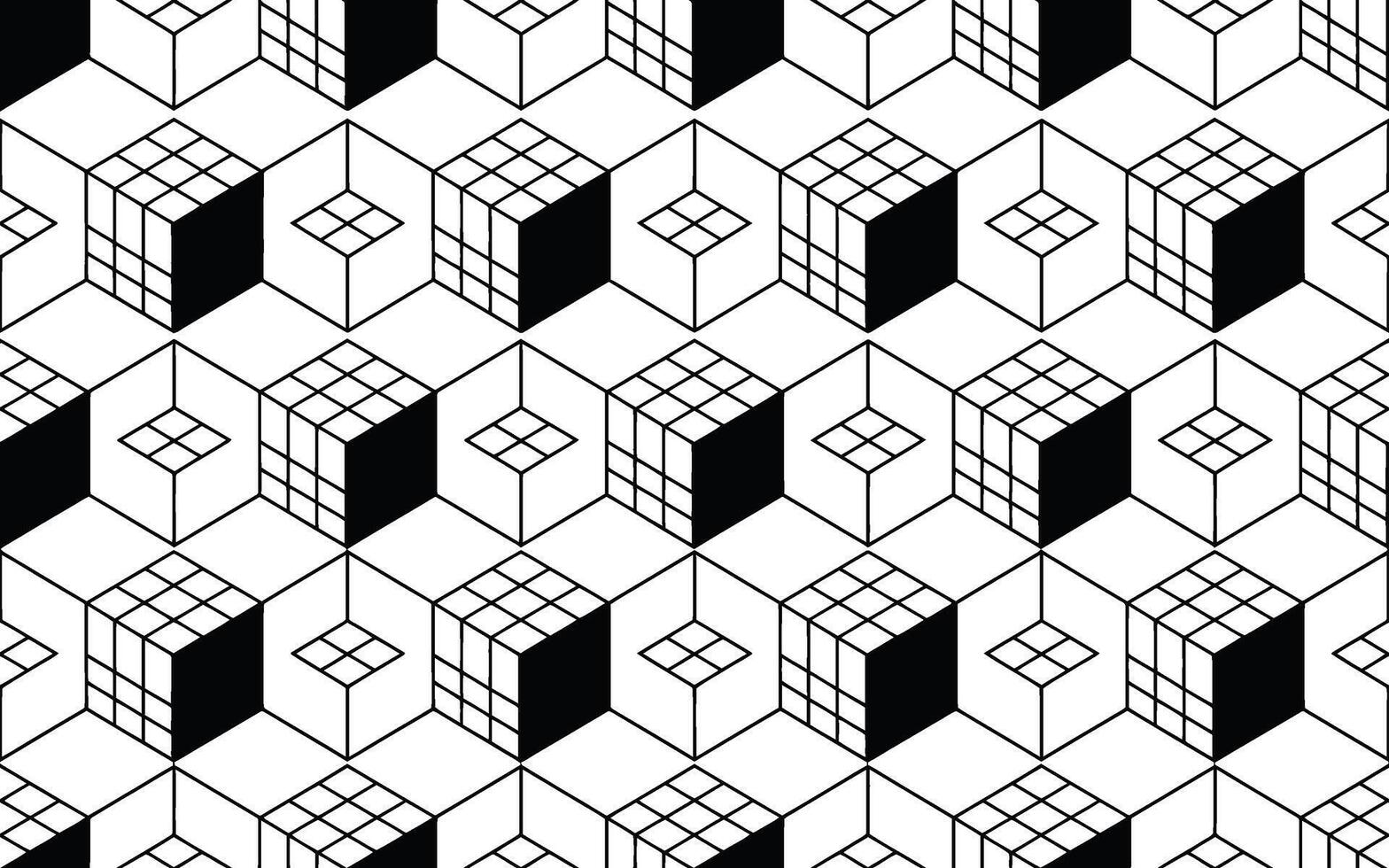 Black and White Geometric Cube Pattern cubes vector