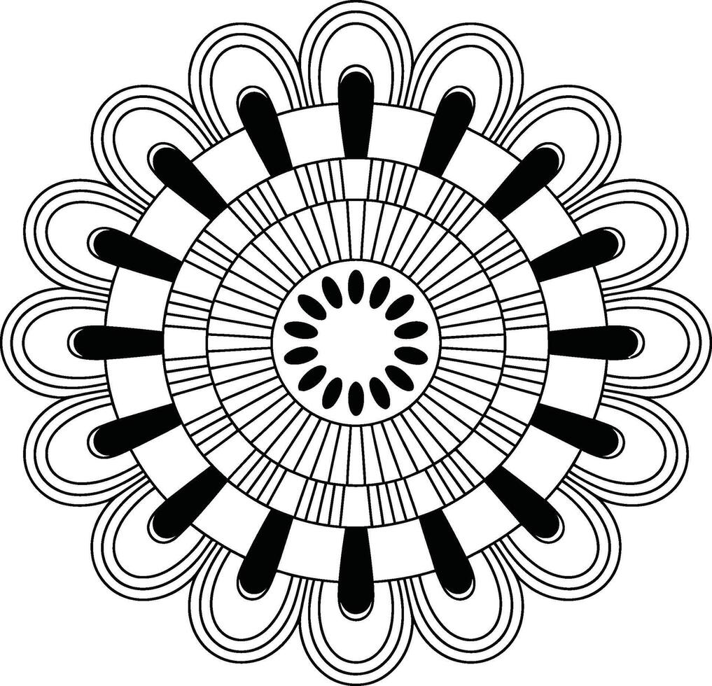 Black and white mandala design on white background vector