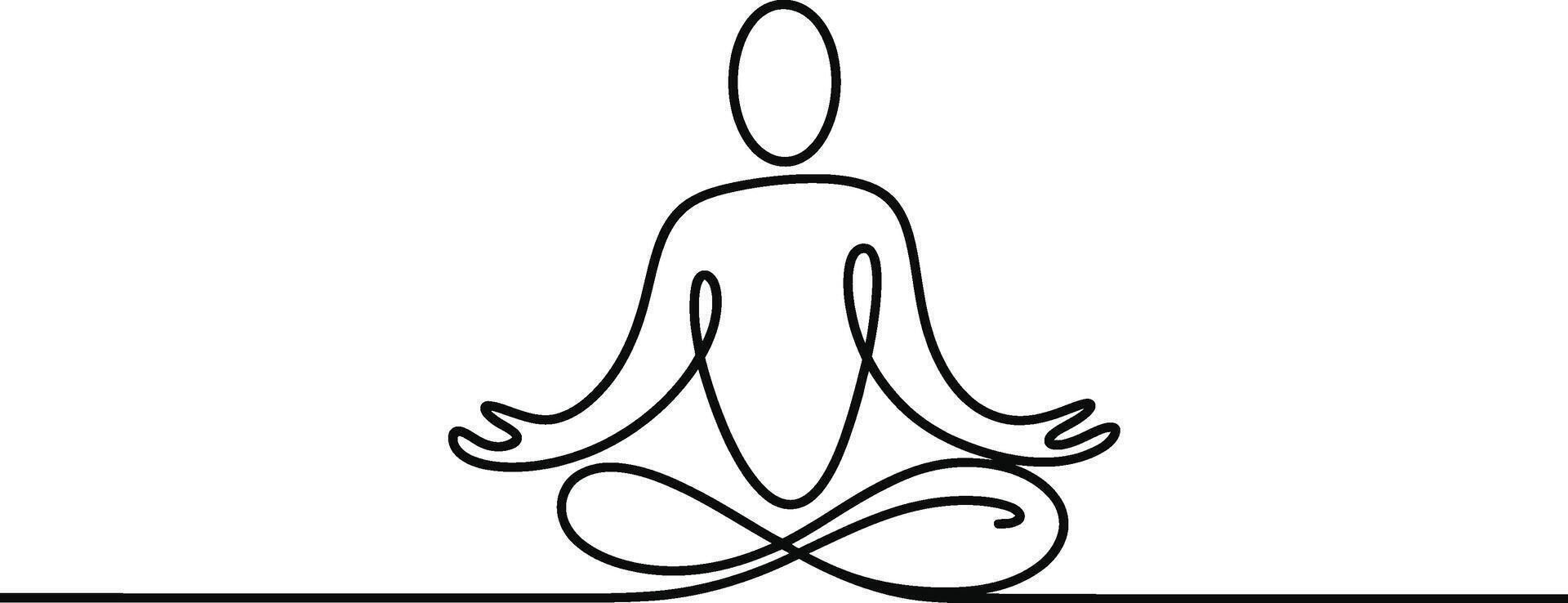 Black Line Drawing of Person in Yoga Meditation Pose vector