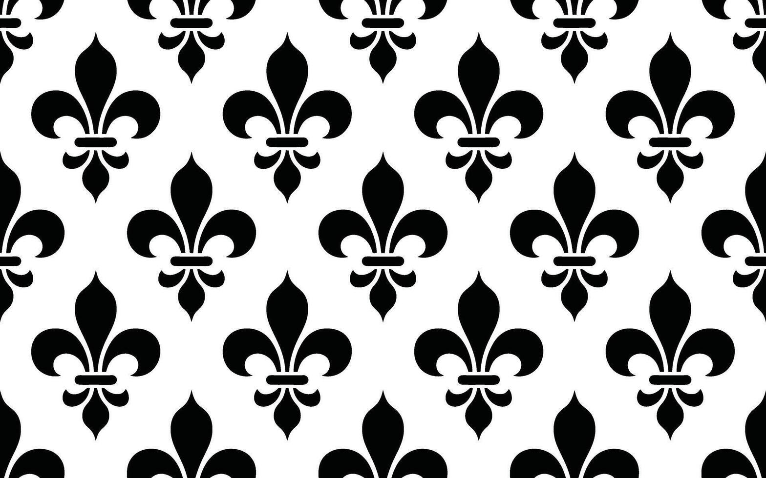 Black Fleur-de-lis Pattern on White Background fleur de lis vector