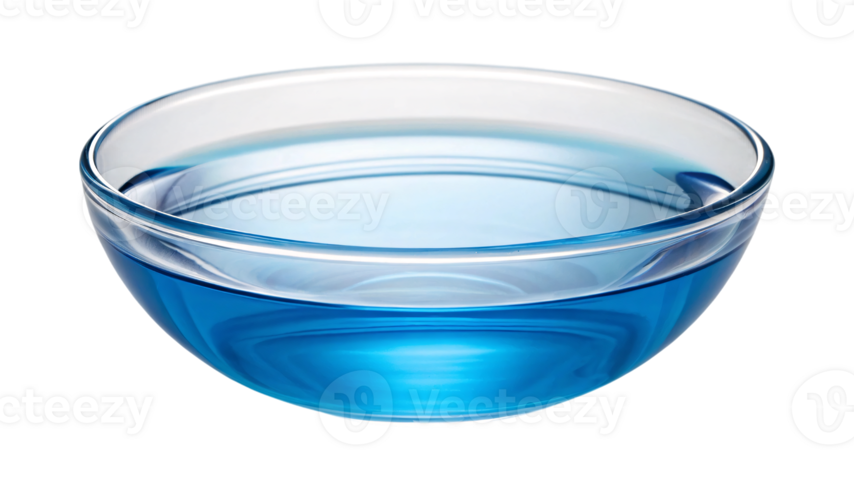 Transparent bowl with blue shiny calm water in it. png