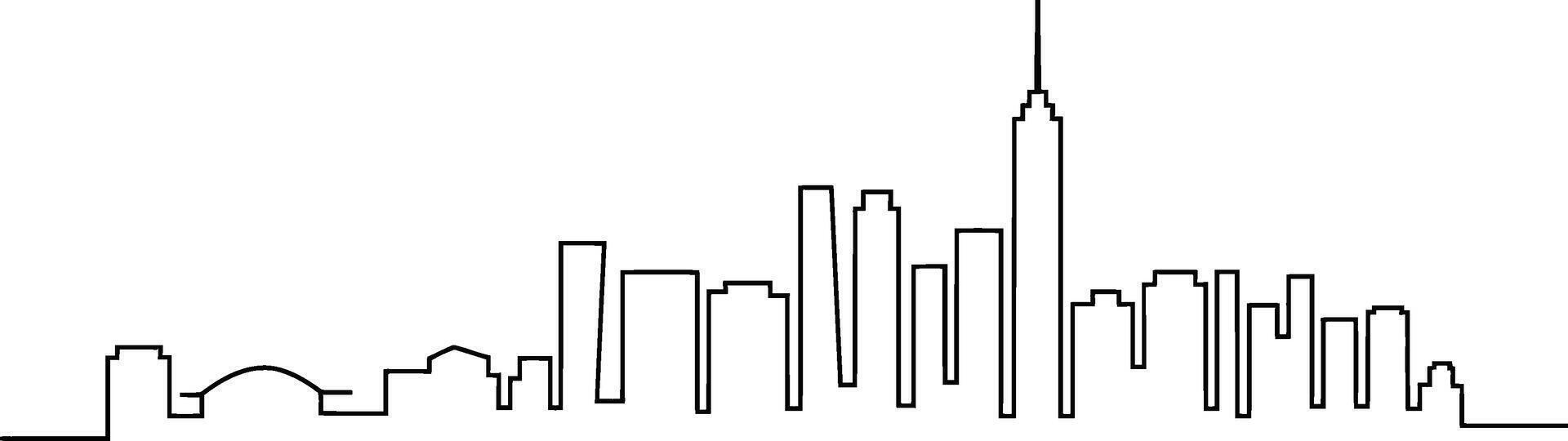 Black Line Art Skyline of City Buildings architecture vector