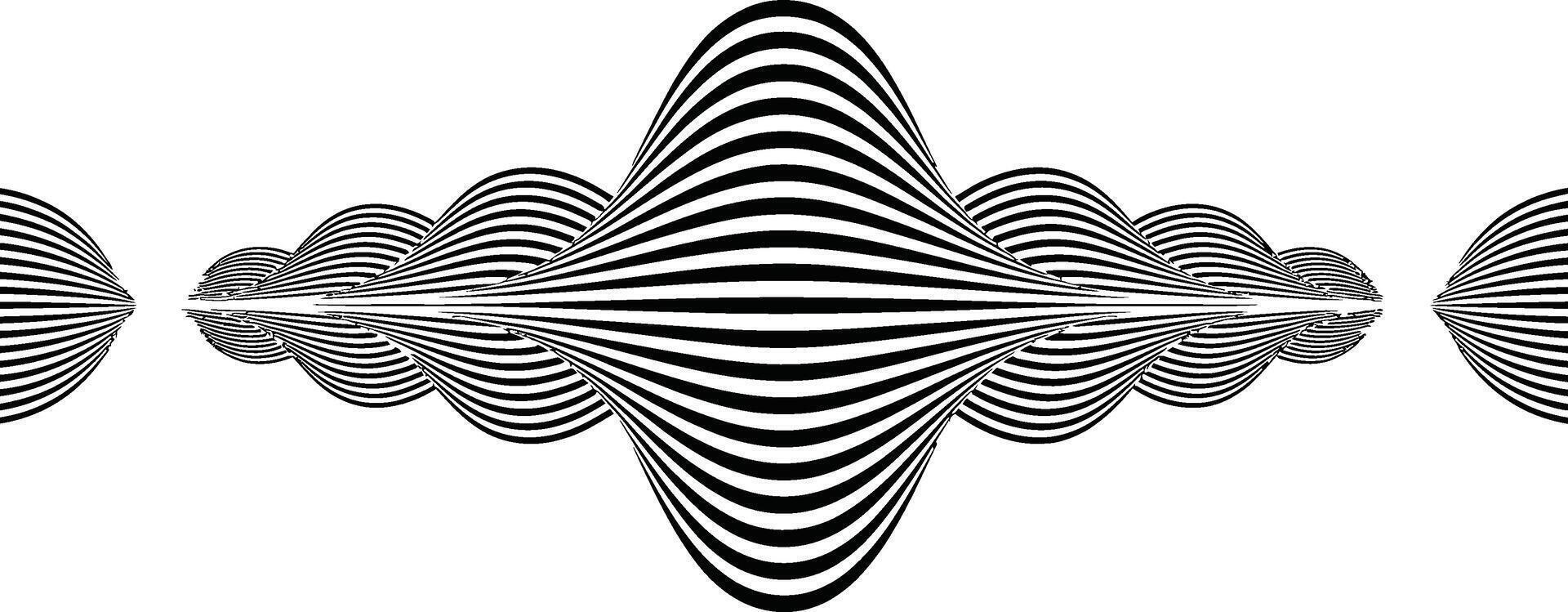 Black and White Striped Wavy Forms Optical Illusion vector