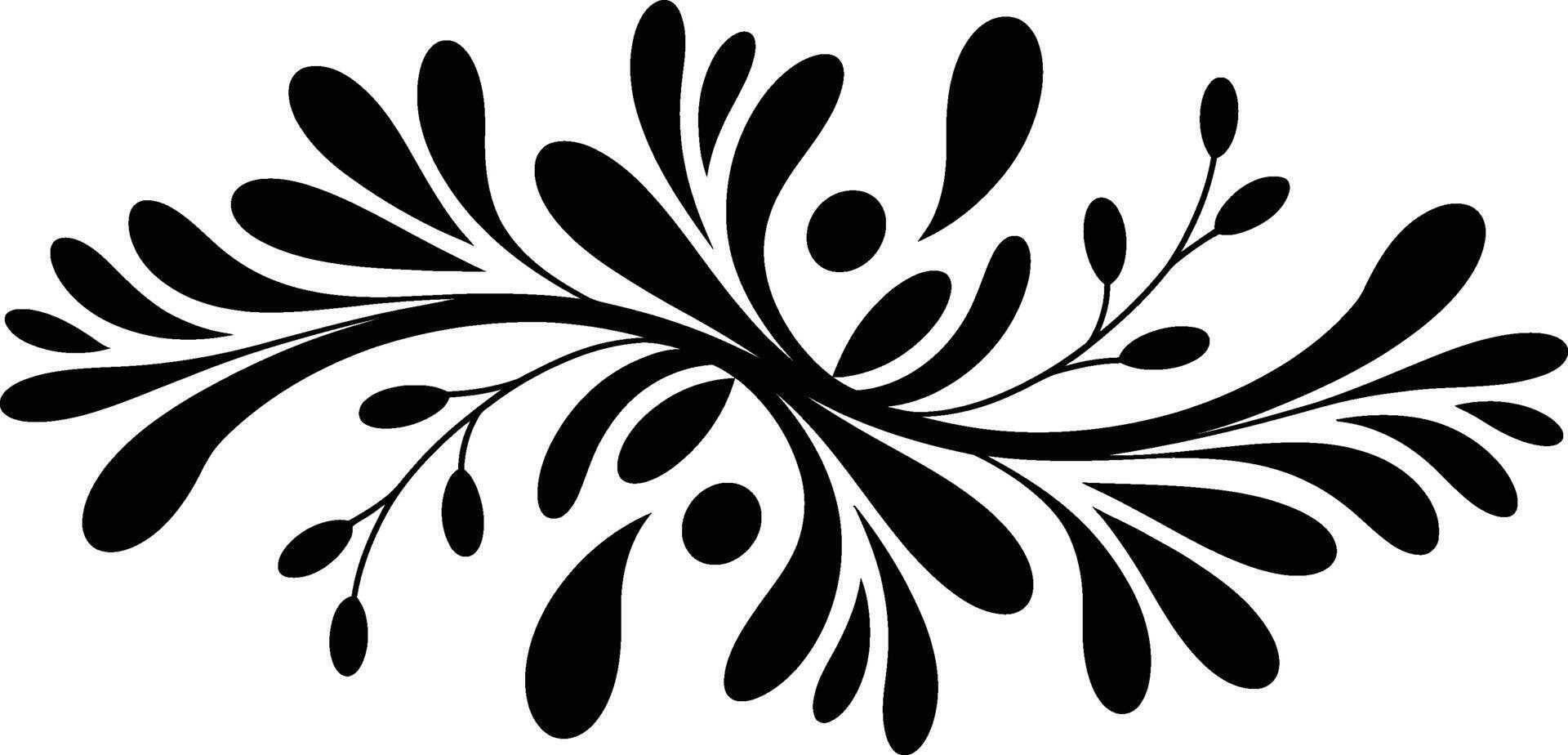 Black Floral Design on White Background leaves vector