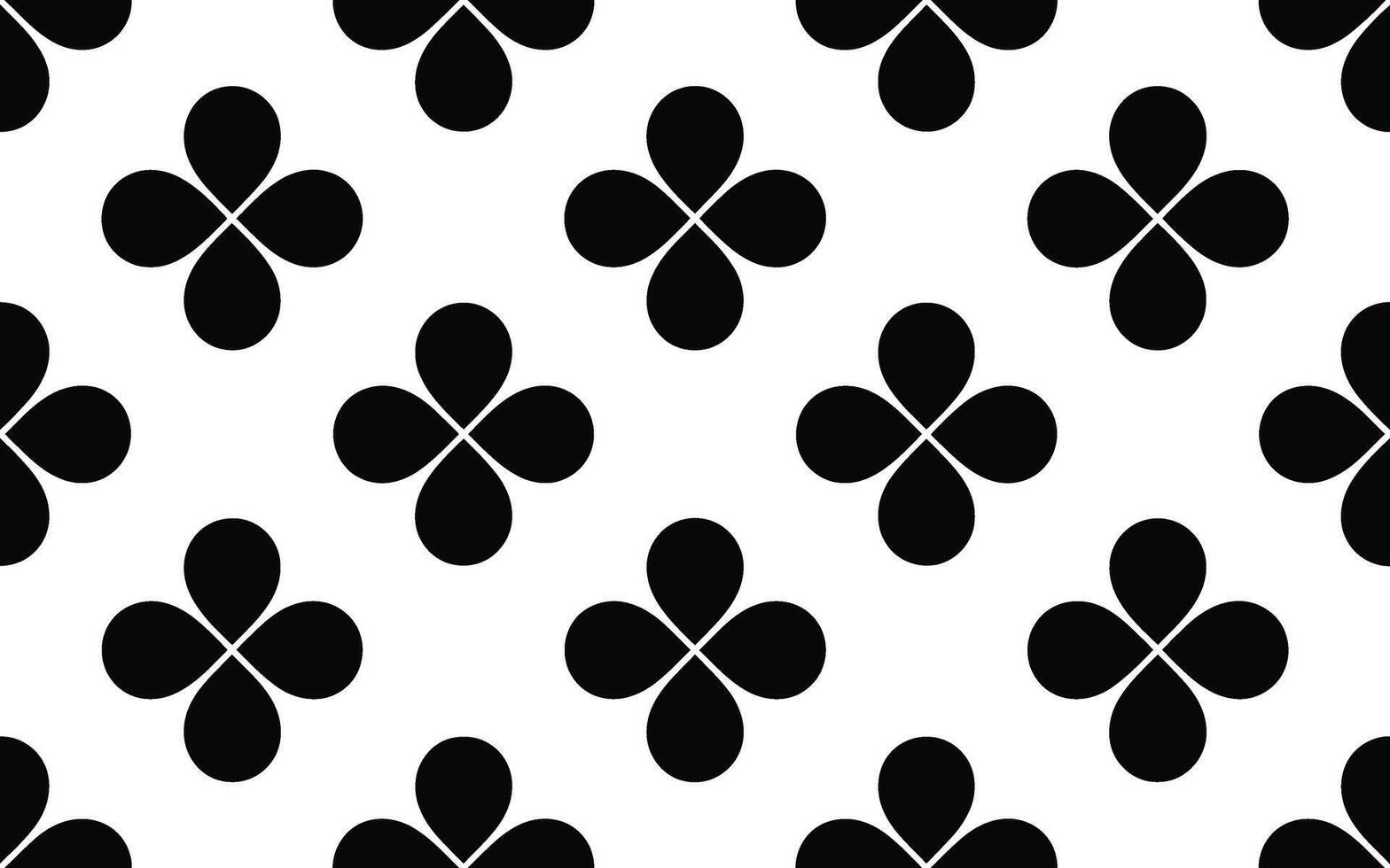 Black Cloverleaf Pattern on White Background seamless vector
