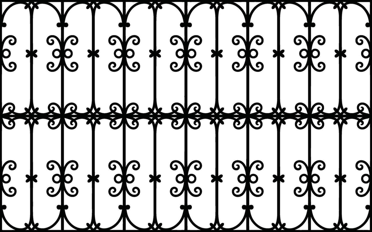 Black Wrought Iron Grille Pattern on White Background vector