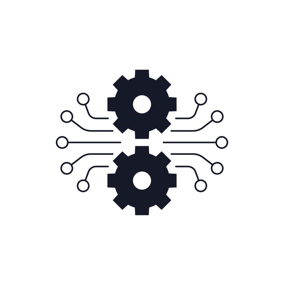 project execution icon with gears vector