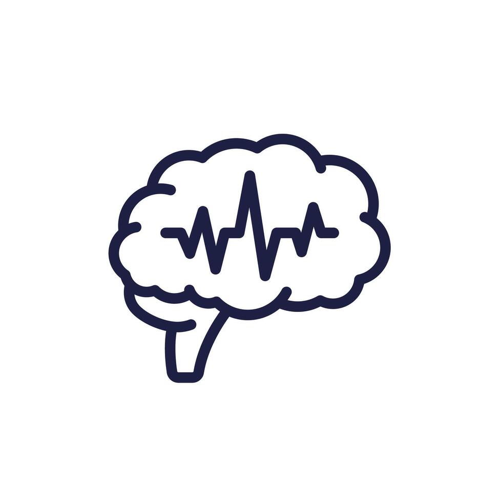 epilepsy line icon with a brain vector