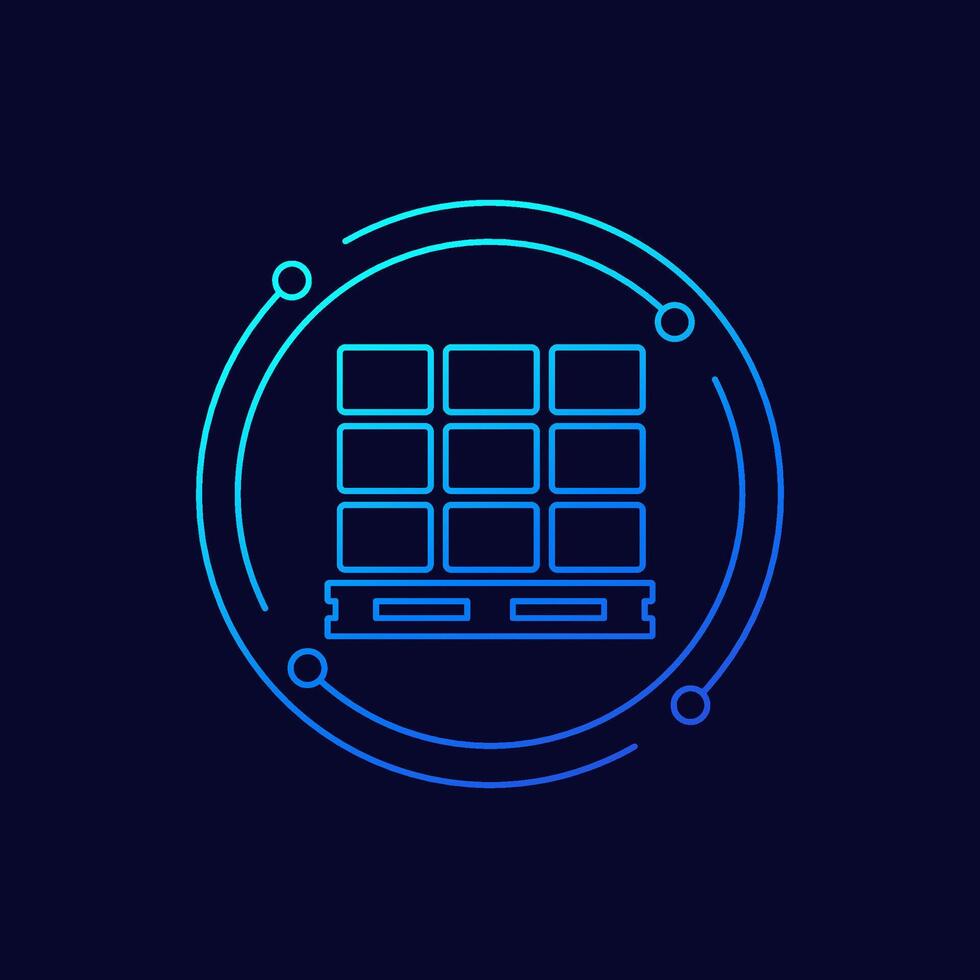pallet and boxes icon, linear design vector