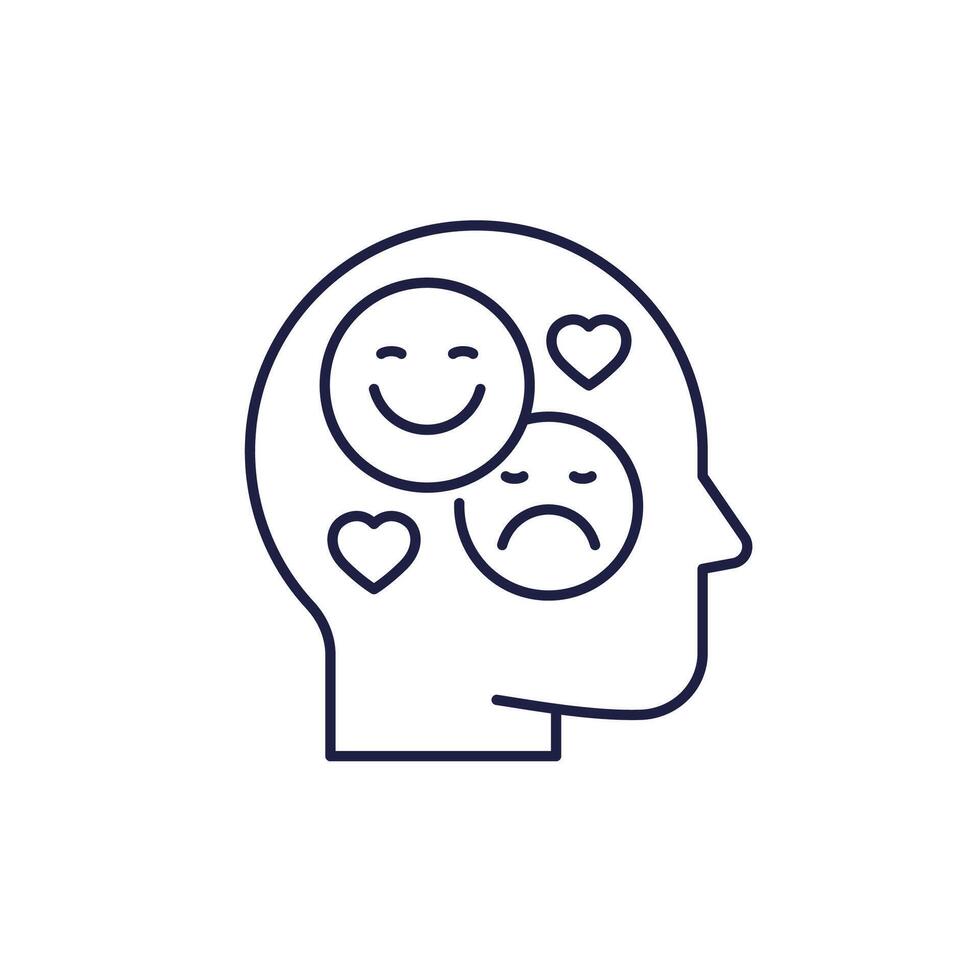 emotional intelligence line icon on white vector