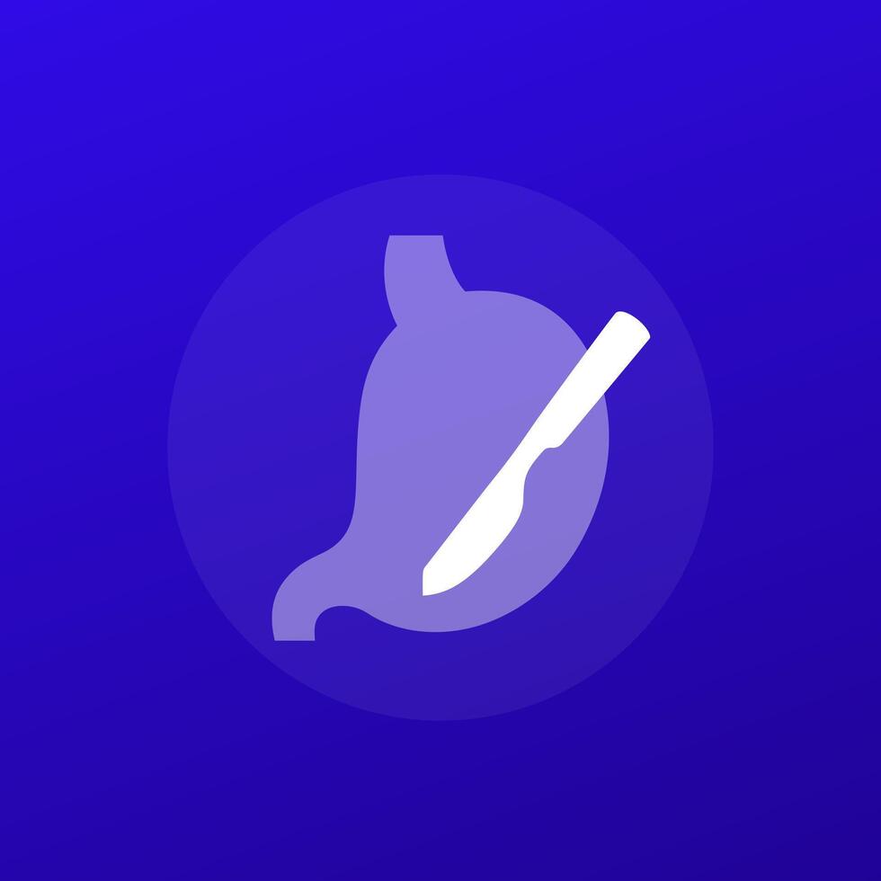 gastric surgery icon with stomach, transparent design vector