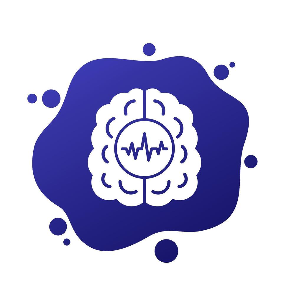 epilepsy icon with a brain, vector