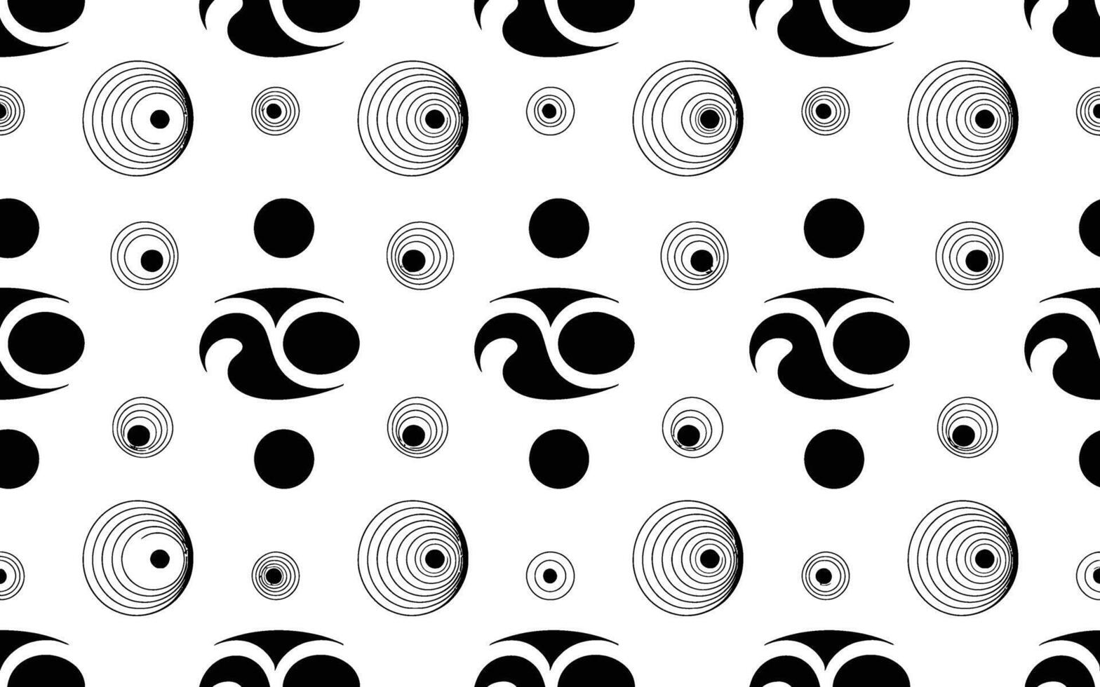 Black and White Geometric Pattern with Circles and Abstract Shapes vector