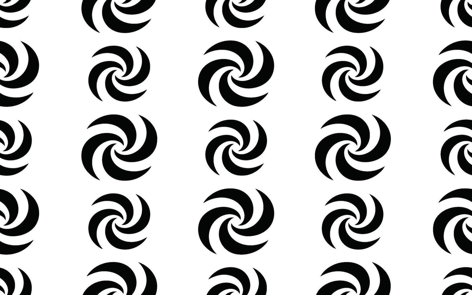 Repeating Black Swirl Pattern on White Background spiral vector