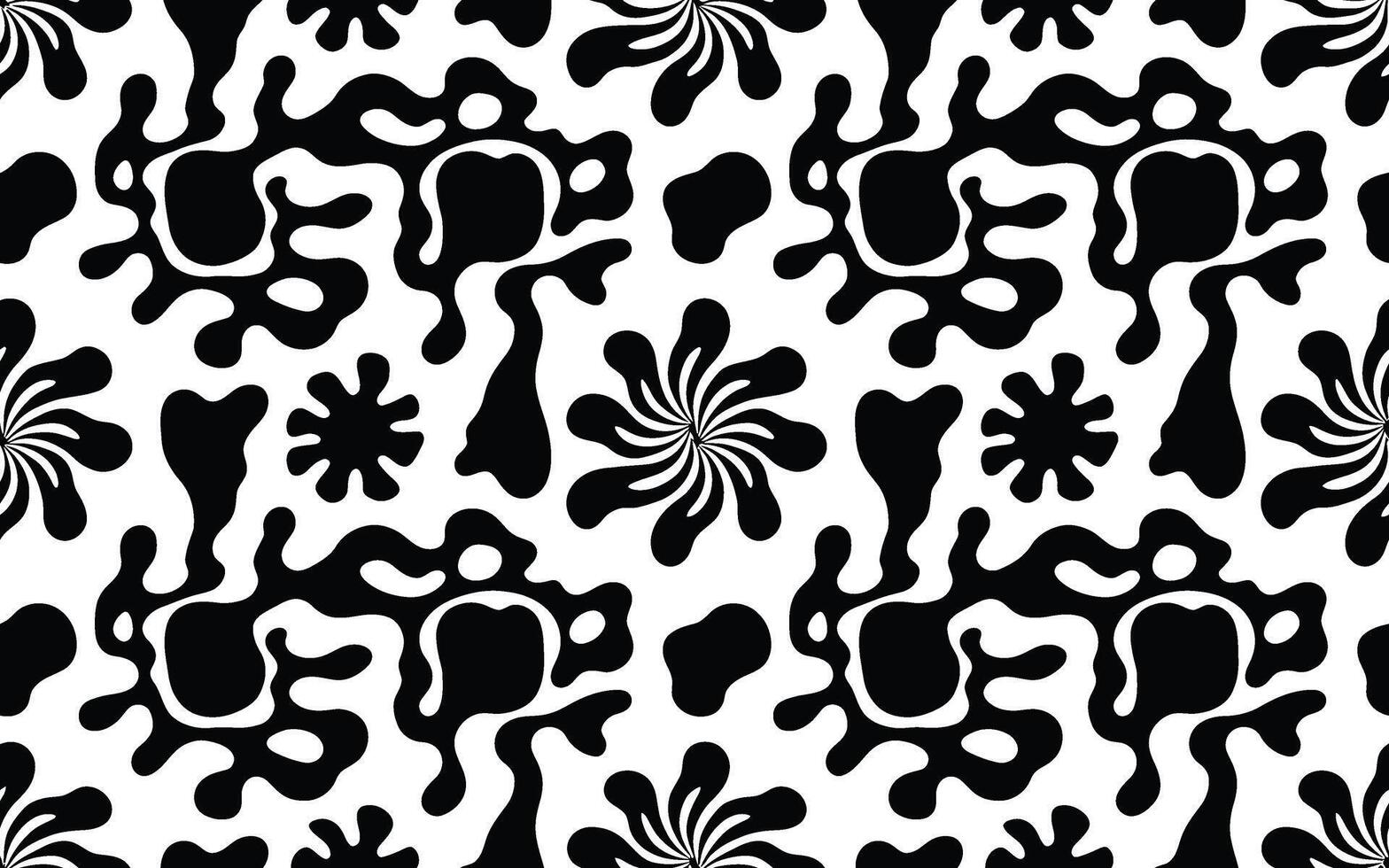 Black and White Abstract Pattern with Organic Shapes vector