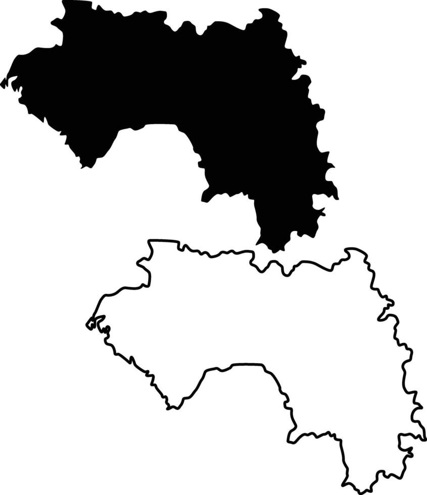 Map of Guinea Silhouette Flat and Outline Design vector