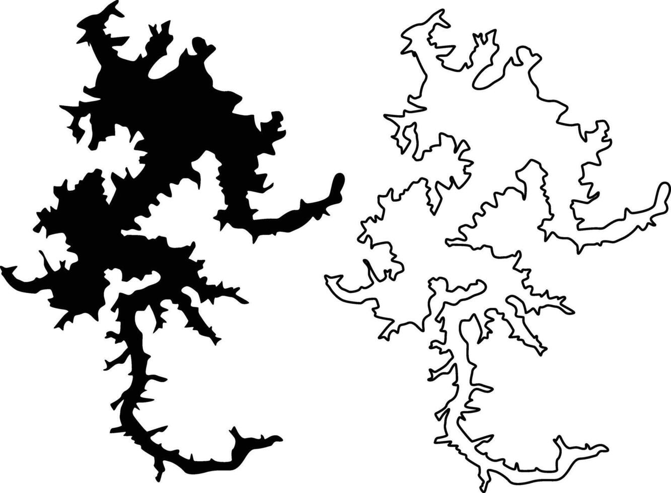 Map of Blue Ridge Lake Georgia USA Silhouette Flat and Outline Design vector