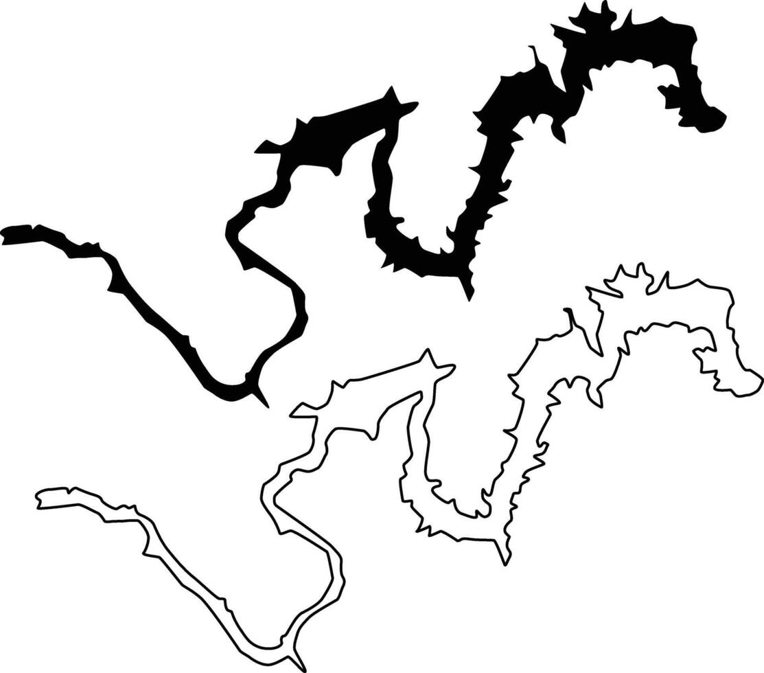 Map of Lake Rabun Georgia USA Silhouette Flat and Outline Design vector