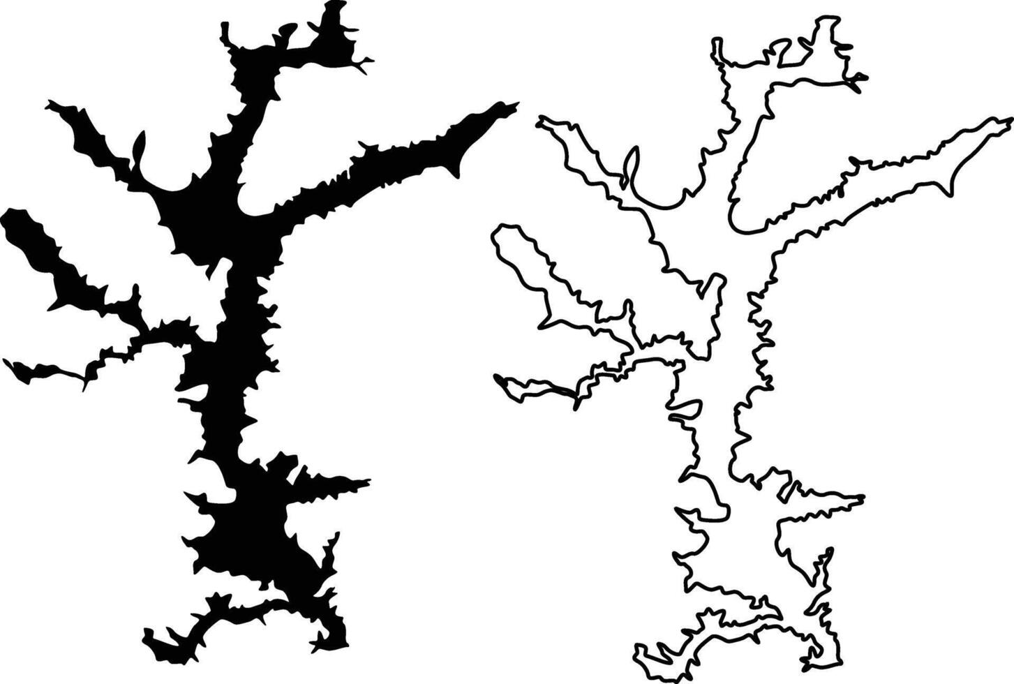 Map of Lake Burton Georgia USA Silhouette Flat and Outline Design vector