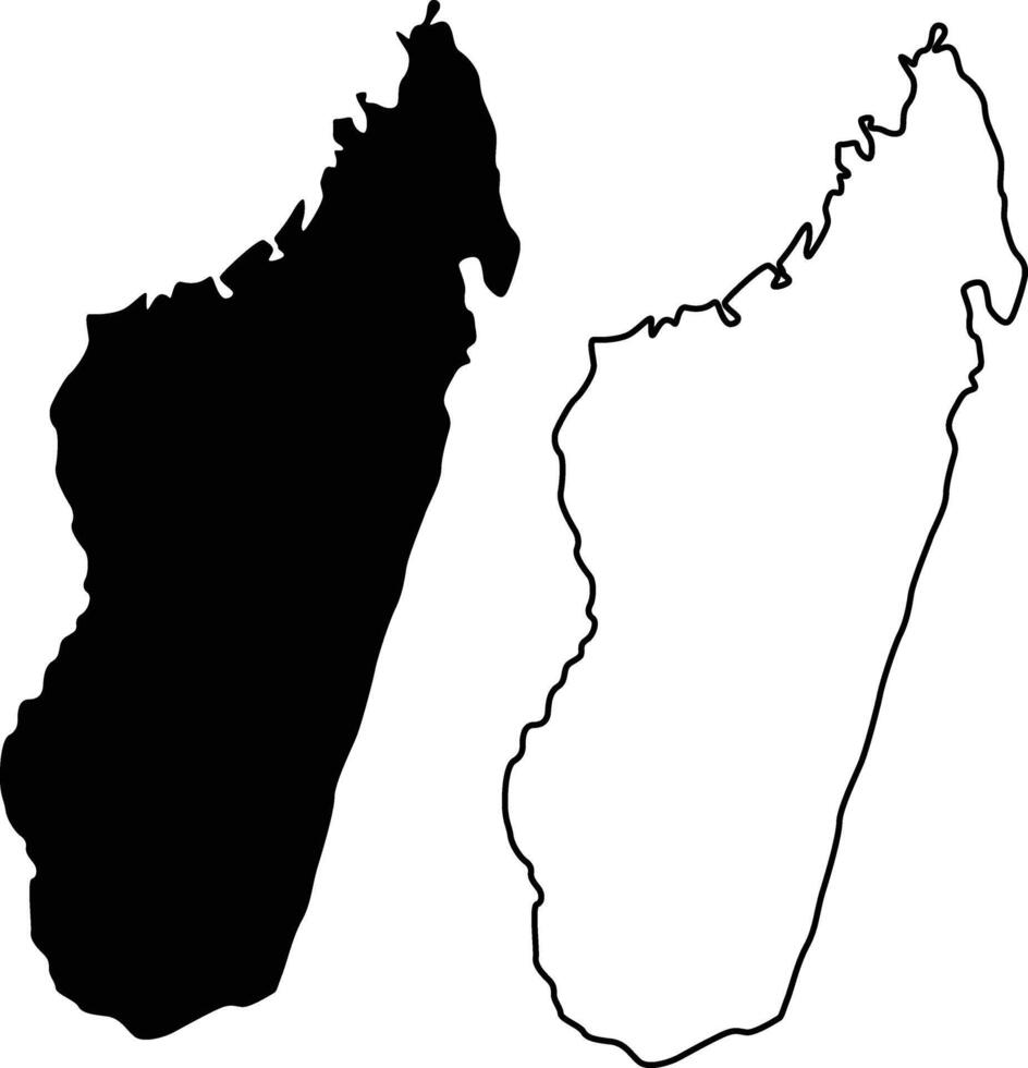 Map of Madagascar Silhouette Flat and Outline Design vector