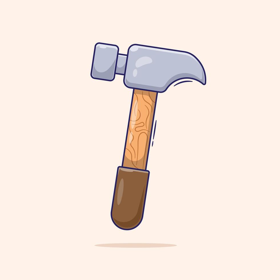 Illustration cartoon of Colorful claw hammer icon or symbol with flat style concept design. Construction tools vector