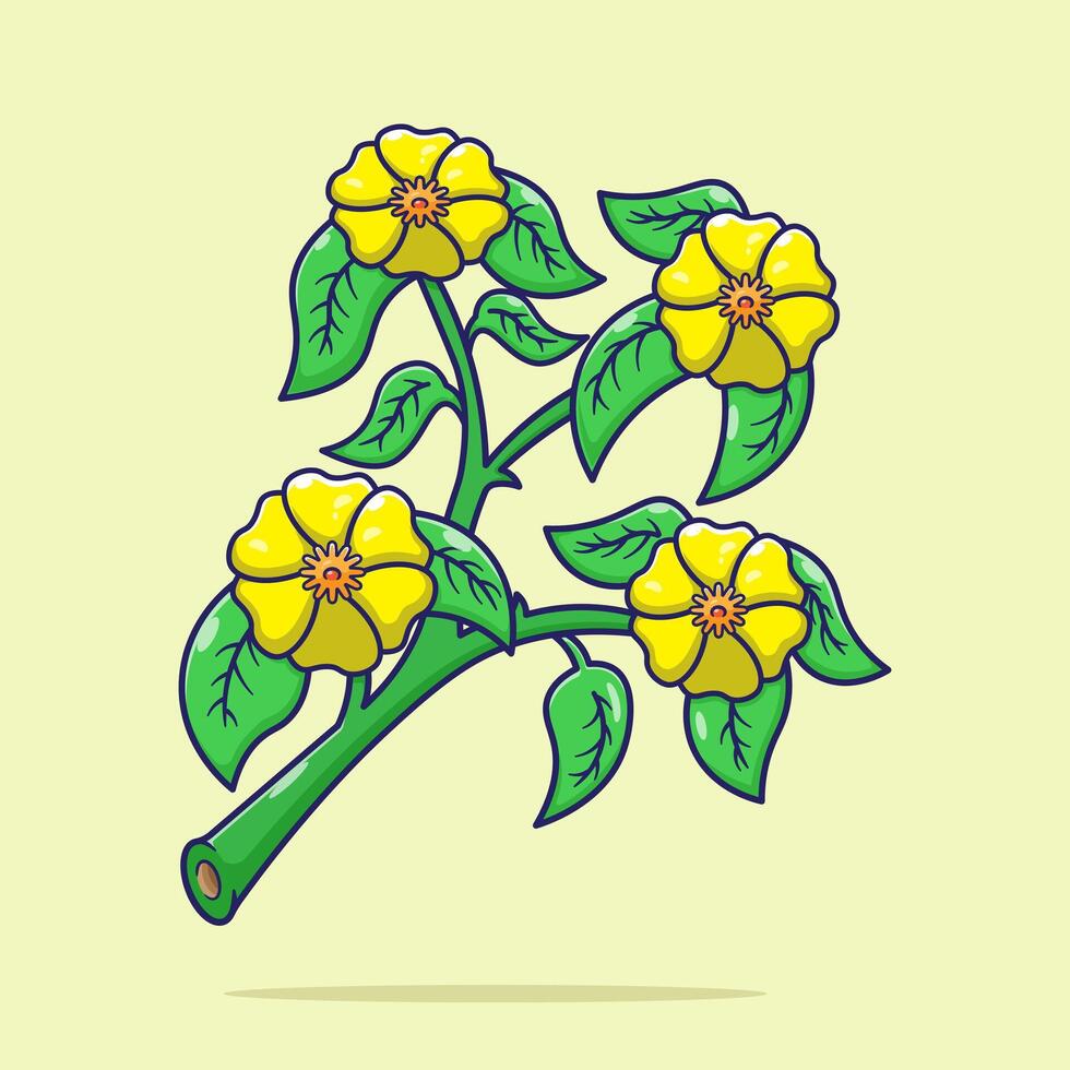 Cute romantic flower plant and leaves, floral bouquets, yellow daisy chamomile illustration cartoon . Cute Flower Isolated vector