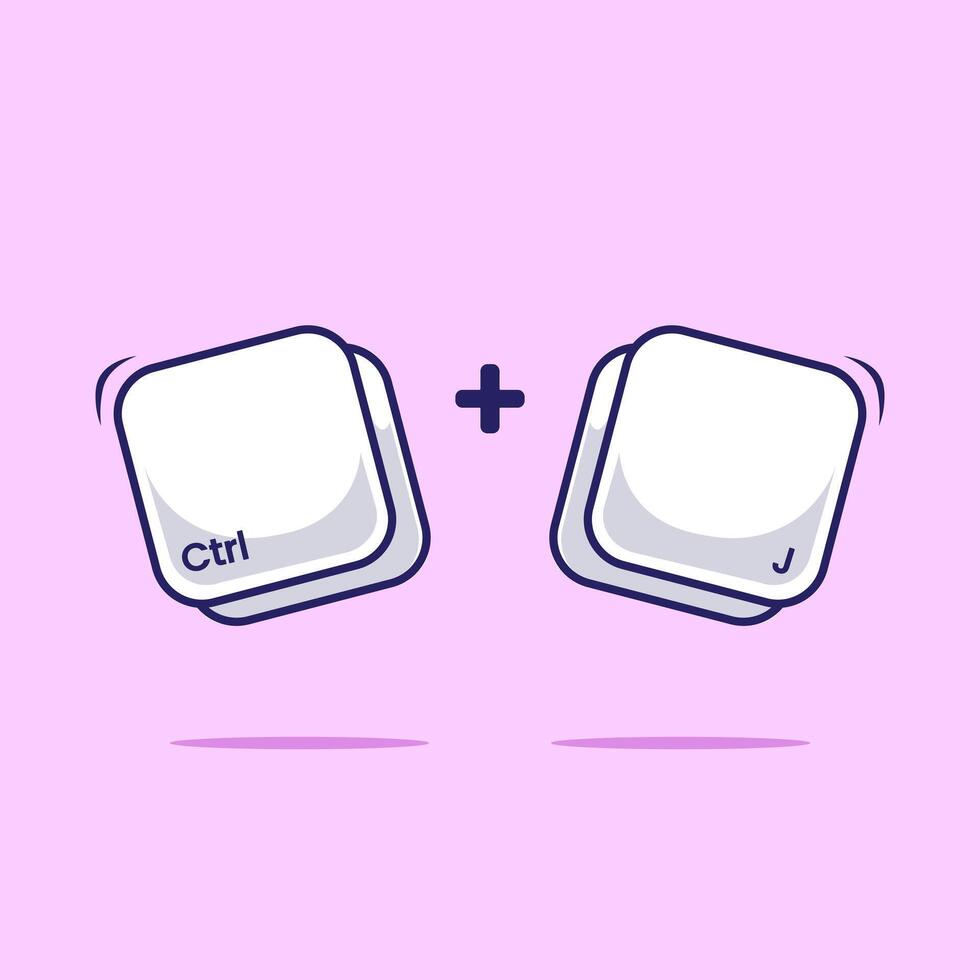 Cute cartoon of Keyboard combination shortcut Ctrl J illustration for work efficient fast typing technology vector