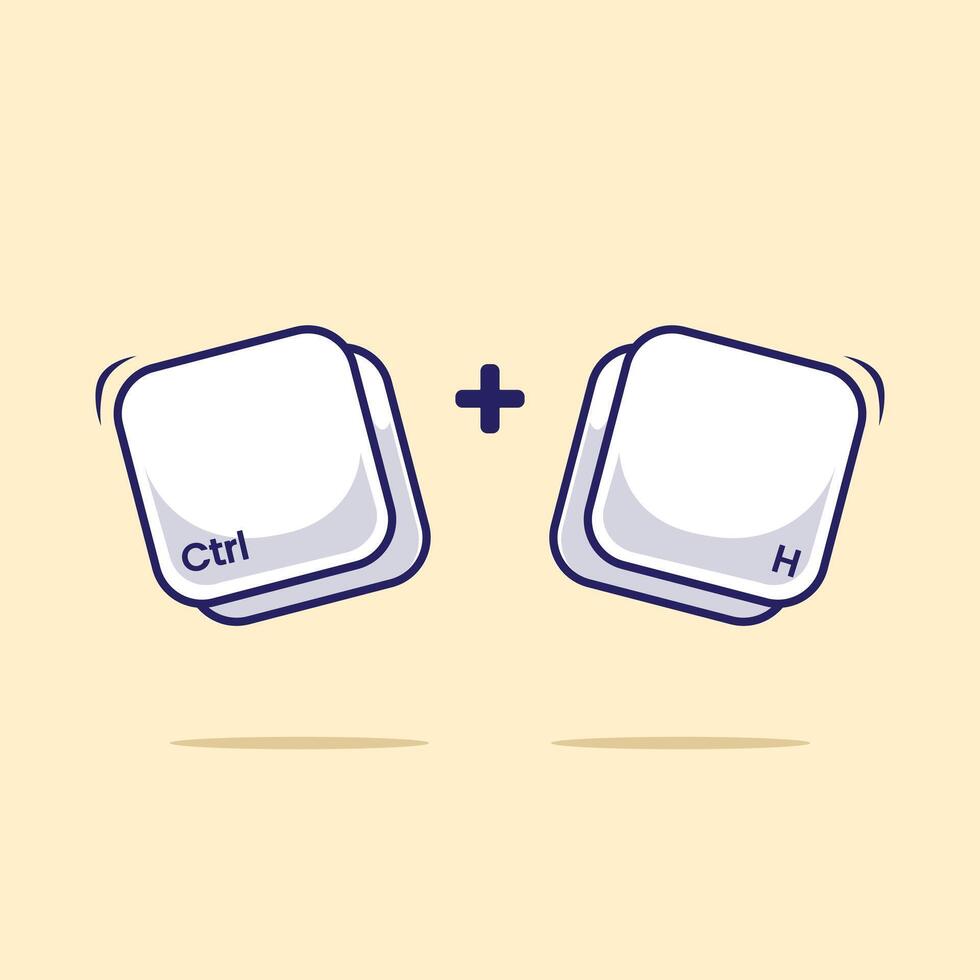 Keyboard combination shortcut Ctrl H icon or symbol for fast typing technology illustration. Work efficient innovation on computer typing vector