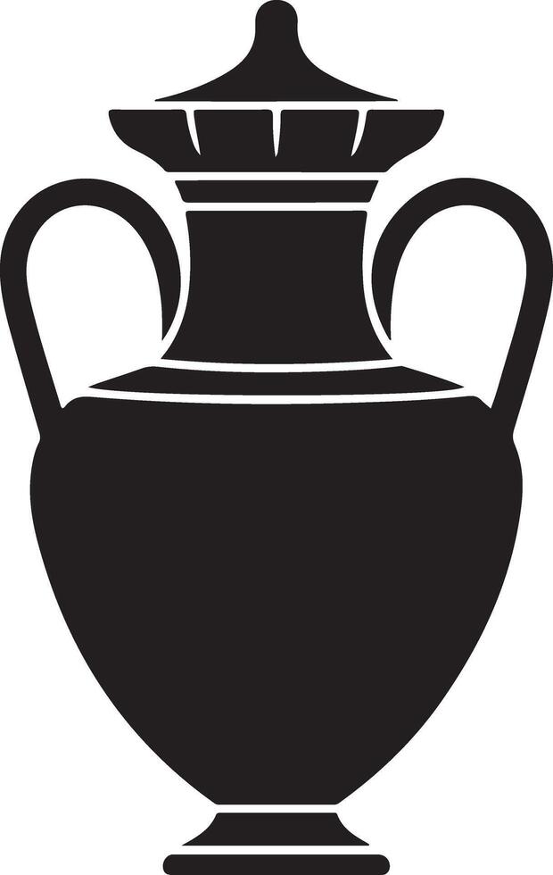 Elegant Black Silhouette of an Ancient Greek Amphora, Classic Vessel, Timeless Design, Isolated on White Background vector
