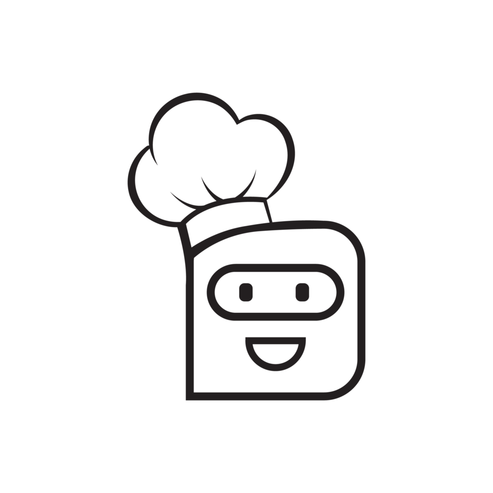Cute Robot Chef in Futuristic Restaurant Illustration png