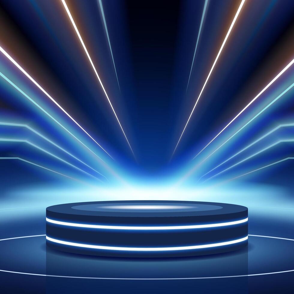 Futuristic stage with blue lighting vector