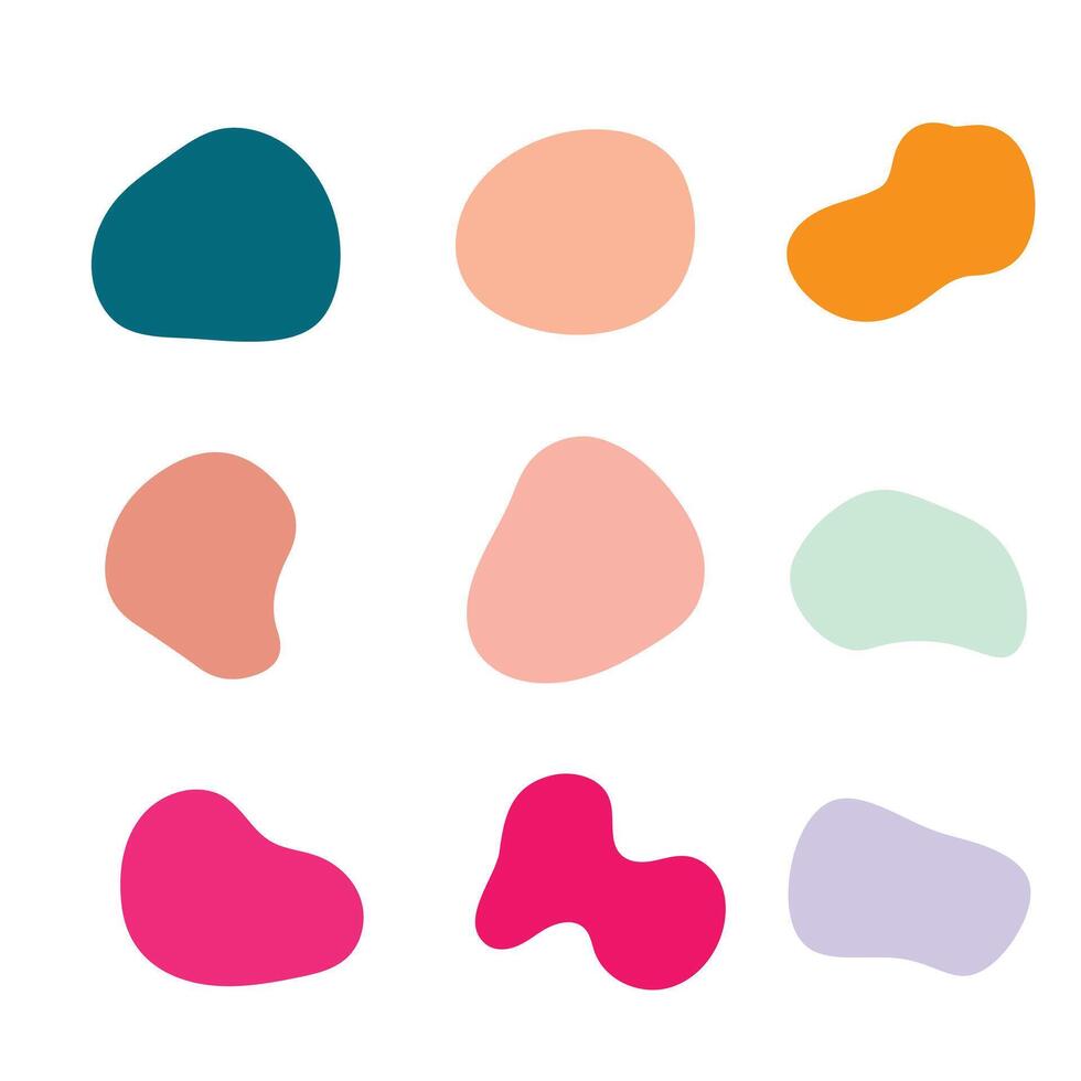 Collection of abstract blob shapes in a pastel color palette. vector