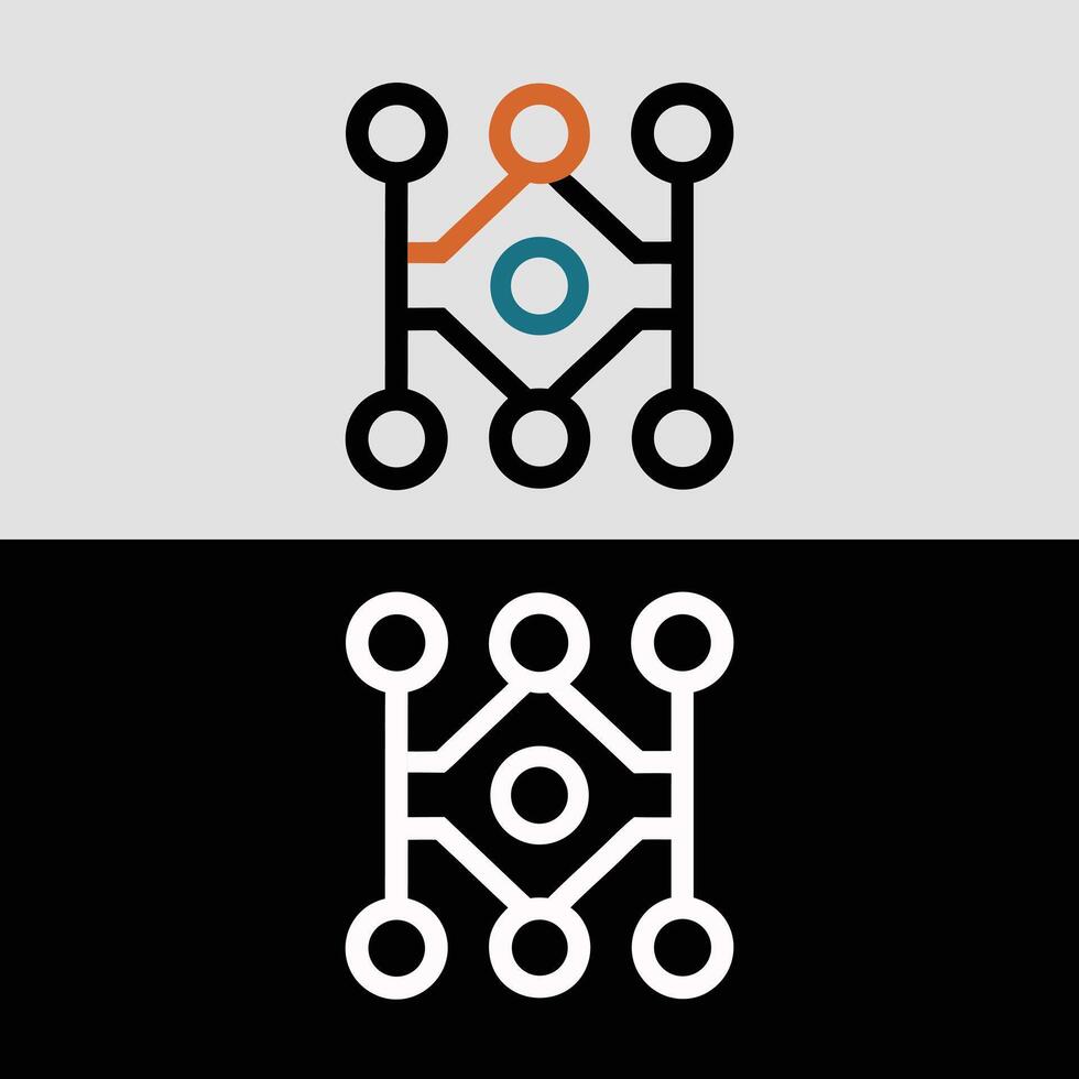 Abstract technology network connection logo design for business and company branding icon vector