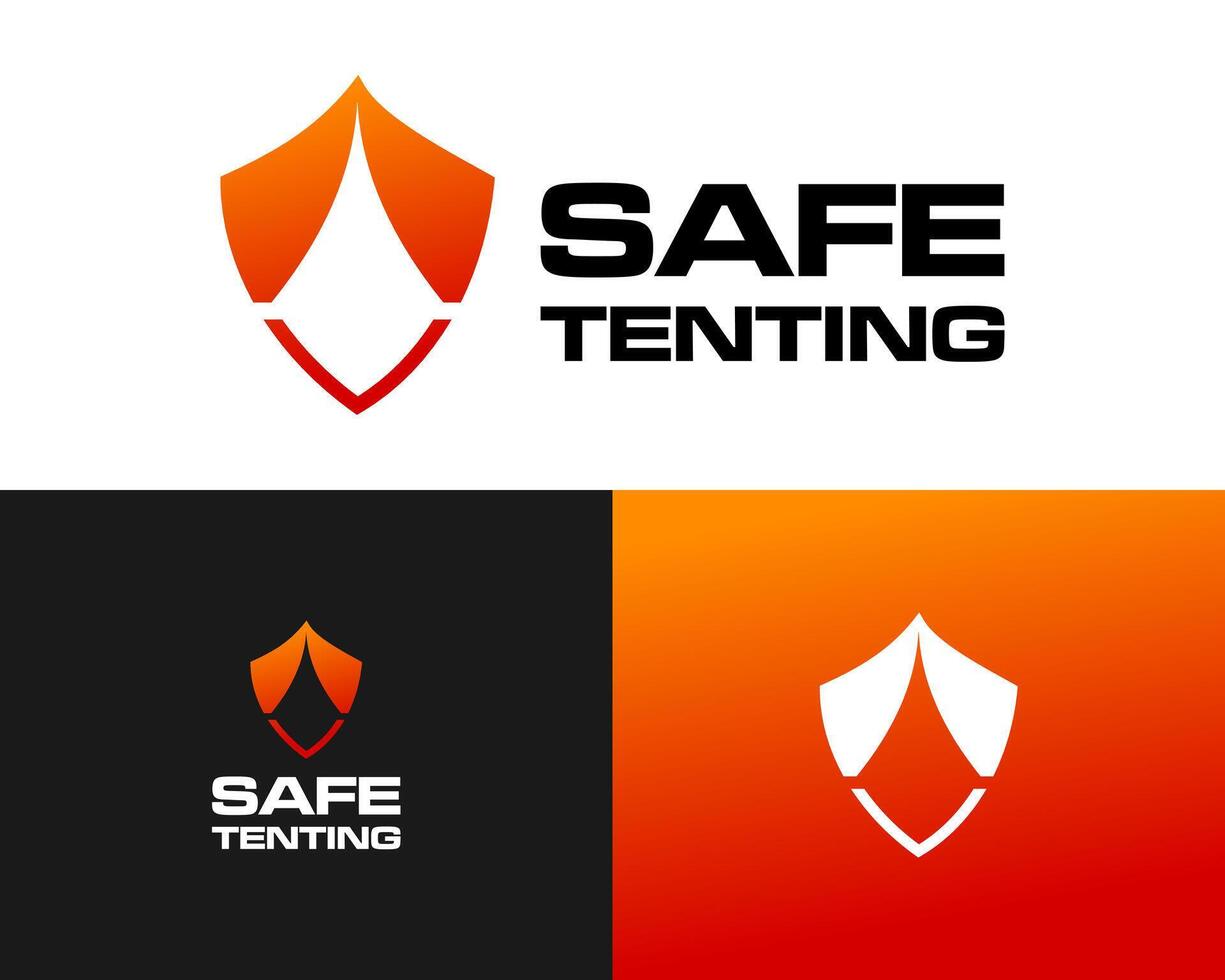 Logo design about shield and tent. vector