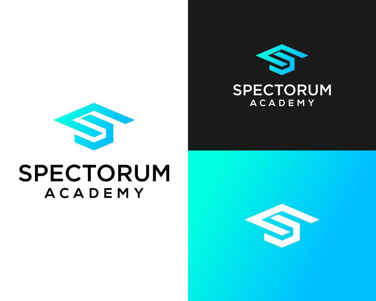 Logo design about letter S monogram academy hat. vector