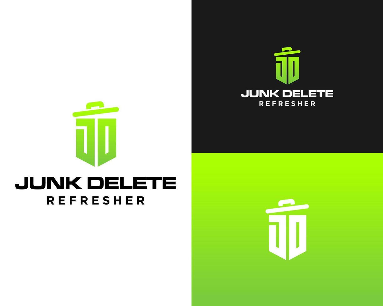 Logo design about JD monogram shield letters of junk management company. vector