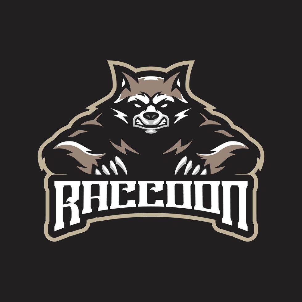 Raccoon mascot logo design with concept style for badge, emblem and t shirt printing. Angry raccoon illustration for sport team. vector