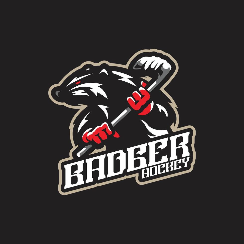 Badger mascot logo design with concept style for badge, emblem and t shirt printing. Hockey badger illustration. vector