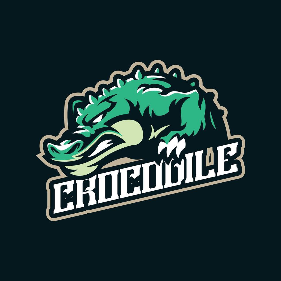 Crocodile mascot logo design with concept style for badge, emblem and t shirt printing. Angry crocodile illustration. vector